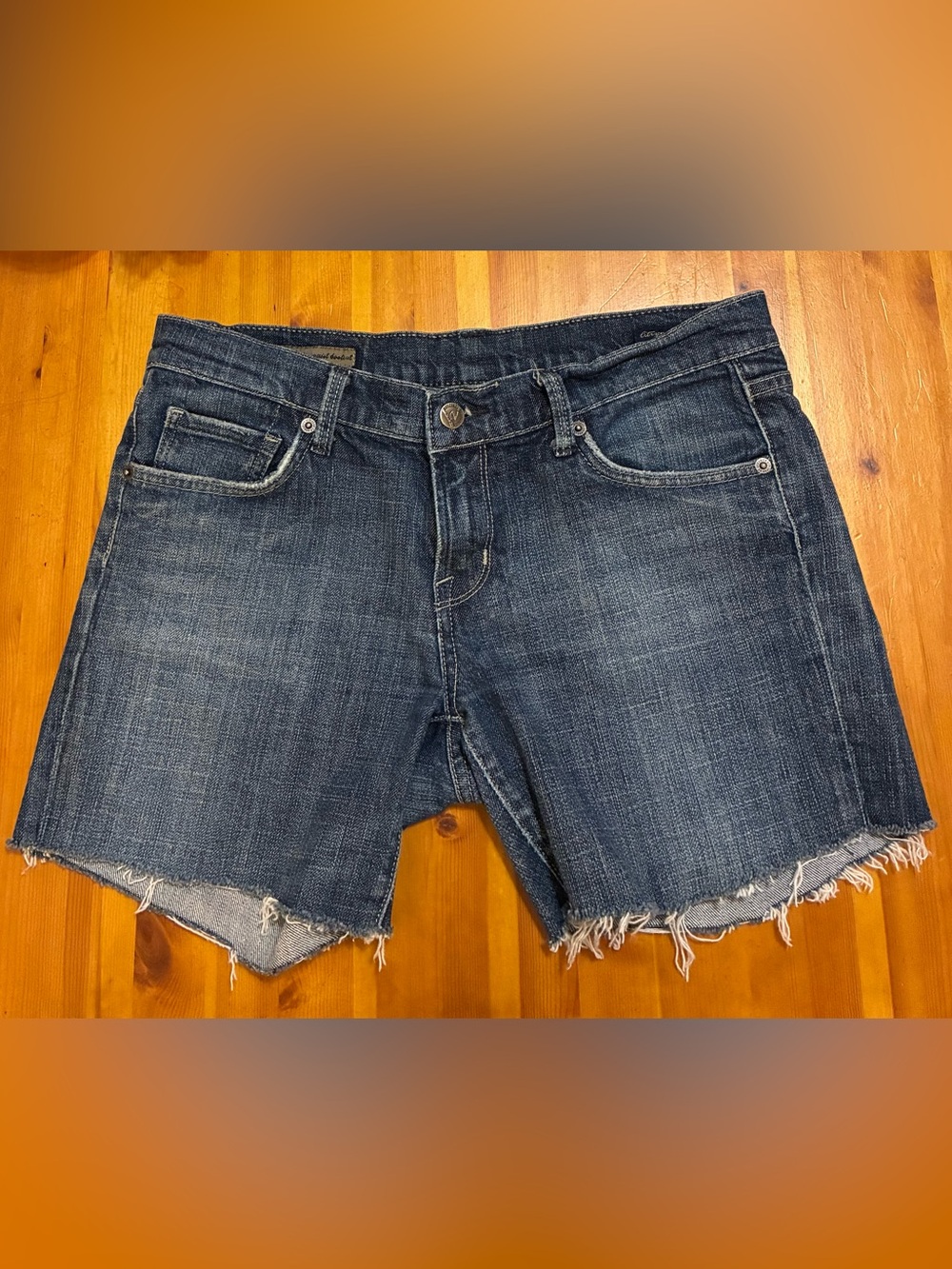 Vintage Citizens Of Humanity Indigo Cutoff Denim Shorts with Frayed Hem